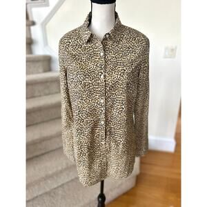 J. McLaughlin Leopard Print Button-Down Shirt in Tan and Black